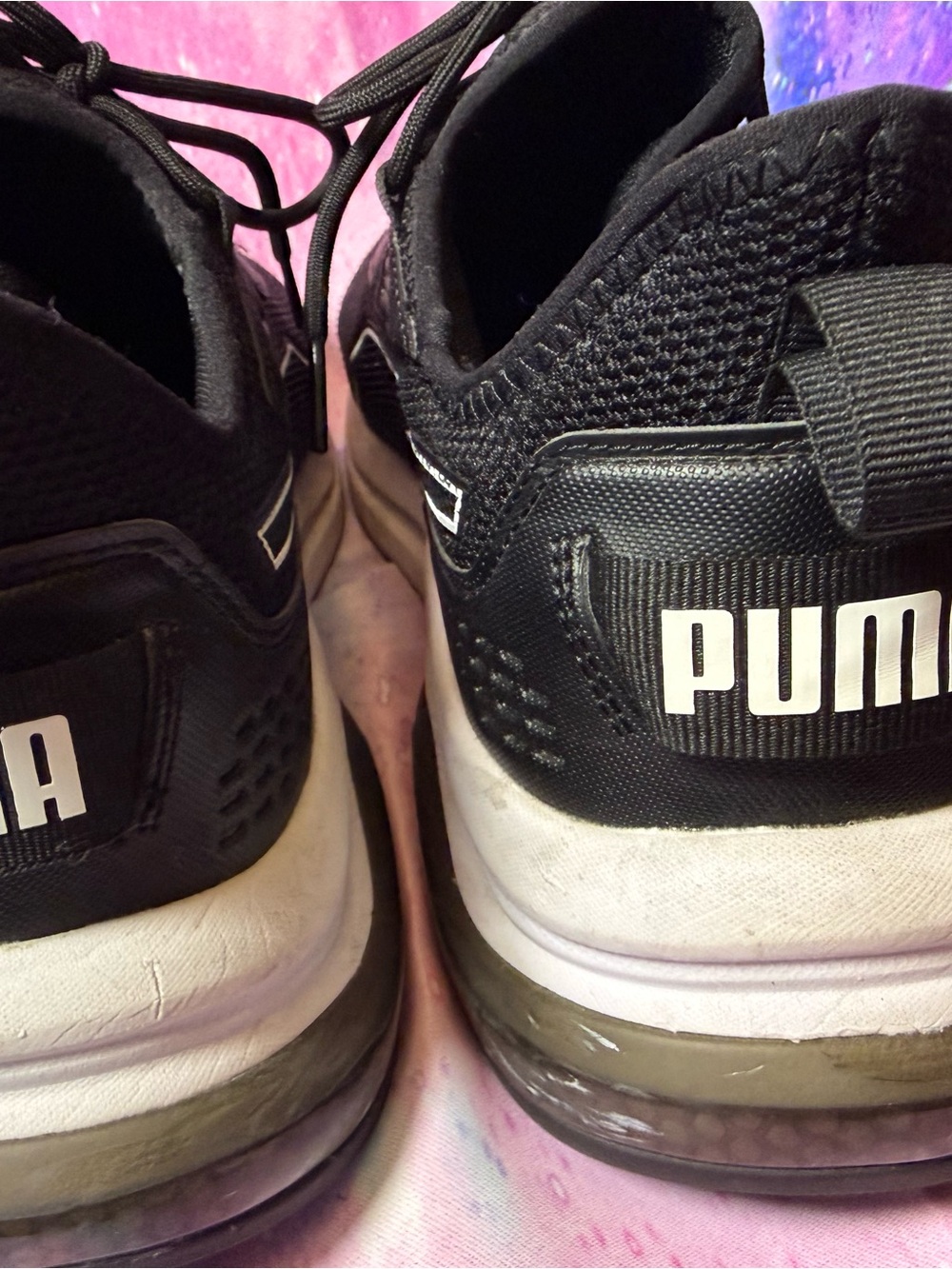 Puma Black Athletic Mesh Sneakers with White Accents - Picture 9 of 9
